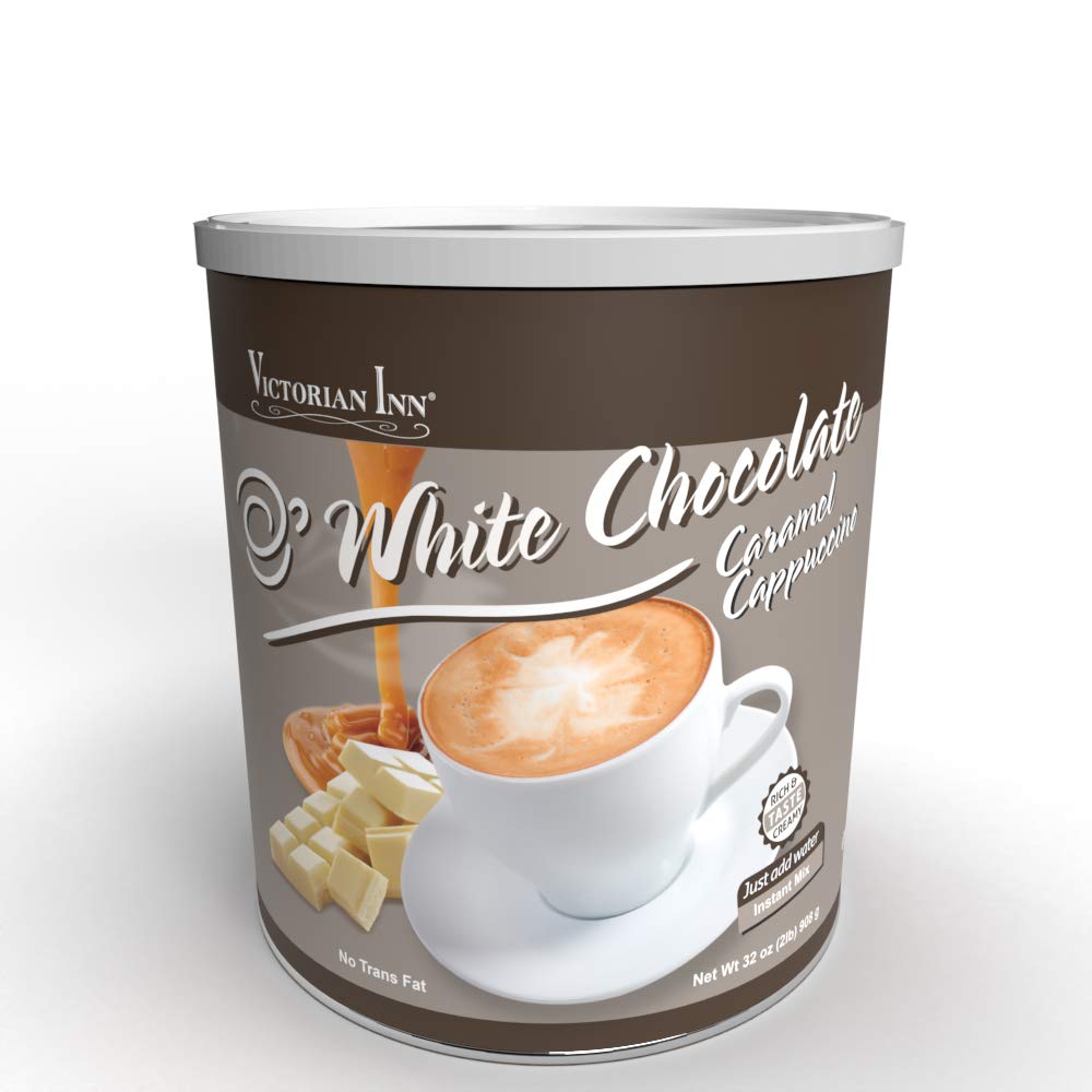 Victorian Inn Instant Cappuccino - White Chocolate Caramel Flavor - Creamy & Decadent Coffee Mix - Perfect Hot, Cold, or Blended - Ideal as Coffee Creamer - (2) 2 lb Canister