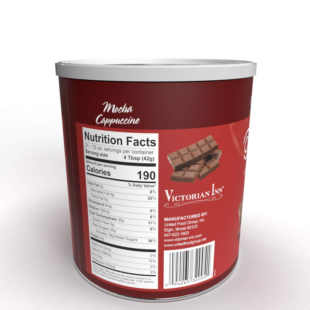 Victorian Inn Instant Cappuccino - Mocha Flavor - Rich & Velvety Coffee Mix - Perfect Hot, Cold, or Blended - Ideal as Coffee Creamer - (2) 2 lb Canister