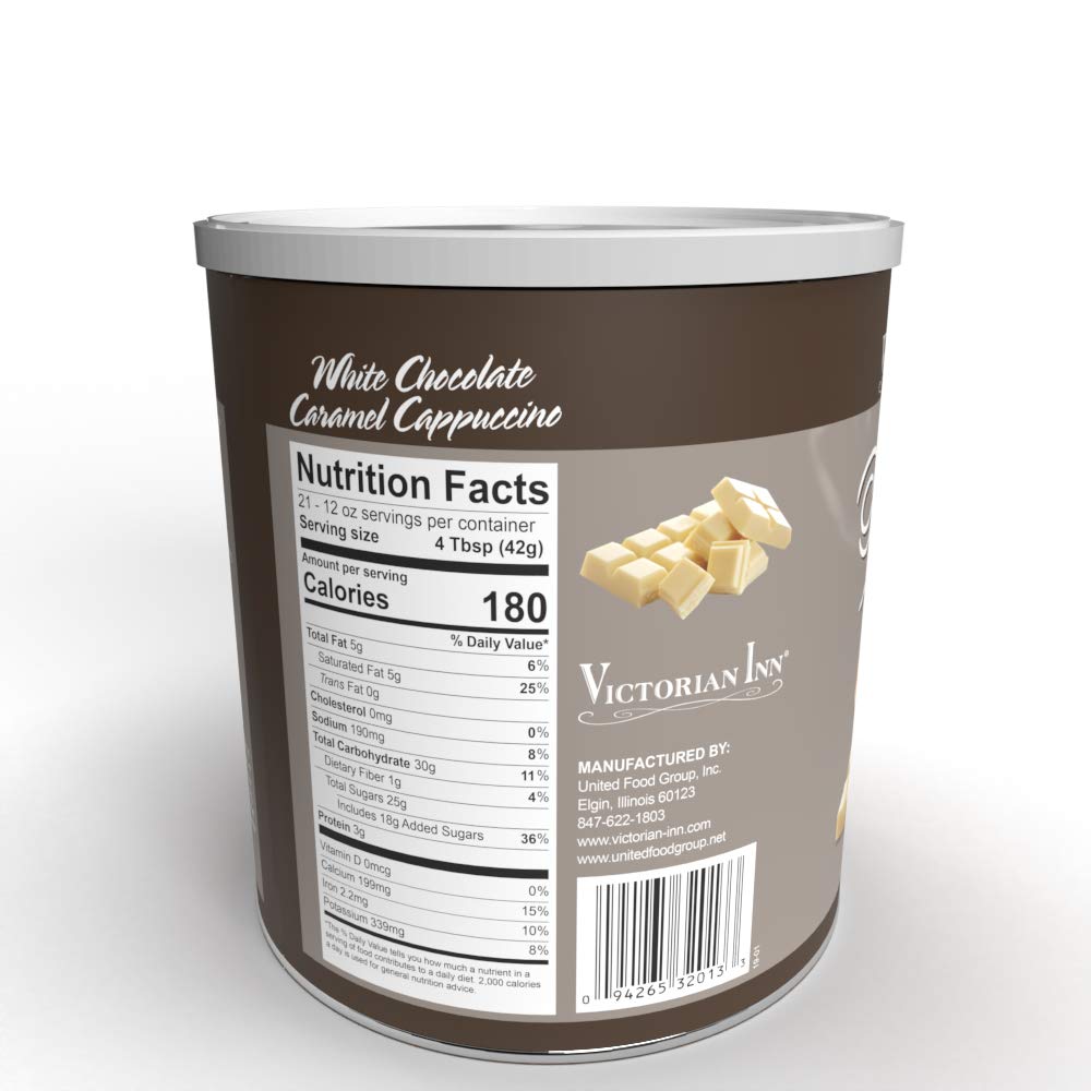 Victorian Inn Instant Cappuccino - White Chocolate Caramel Flavor - Creamy & Decadent Coffee Mix - Perfect Hot, Cold, or Blended - Ideal as Coffee Creamer - (2) 2 lb Canister