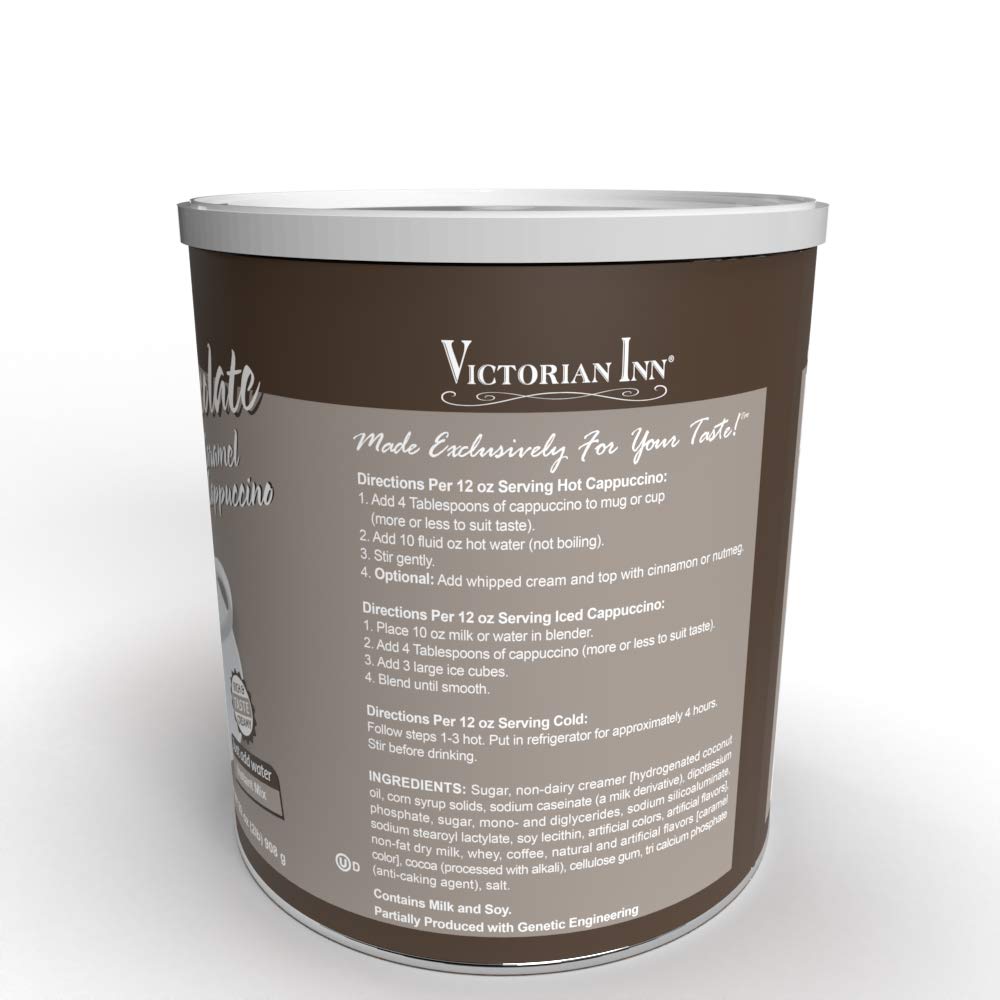 Victorian Inn Instant Cappuccino - White Chocolate Caramel Flavor - Creamy & Decadent Coffee Mix - Perfect Hot, Cold, or Blended - Ideal as Coffee Creamer - (2) 2 lb Canister
