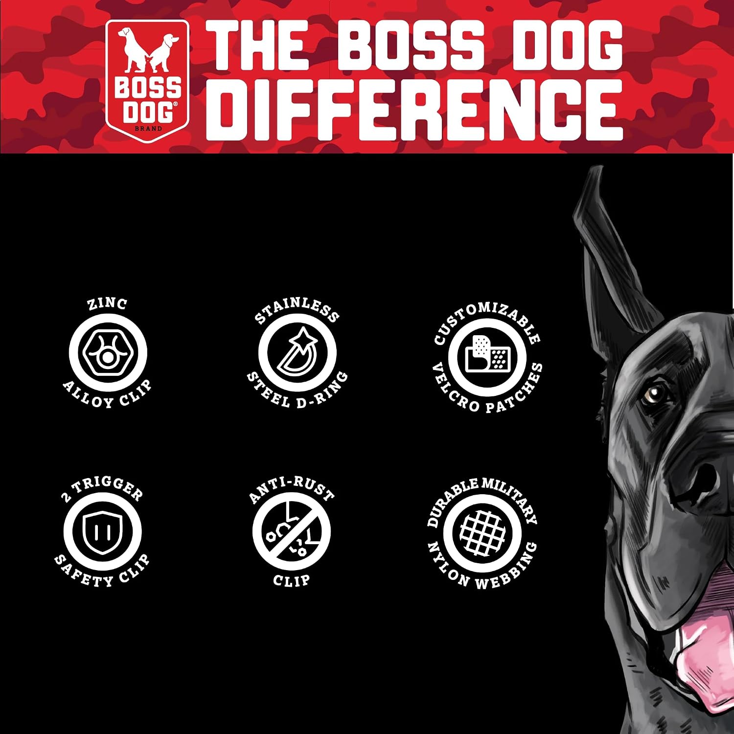 Boss Dog Tactical Harness, Black, Large